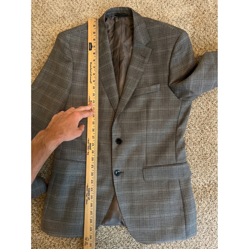 Hugo Boss Lanificio Tessa Biella Men Sport Coat 38R Grey Plaid Two Button Blazer - Picture 7 of 8